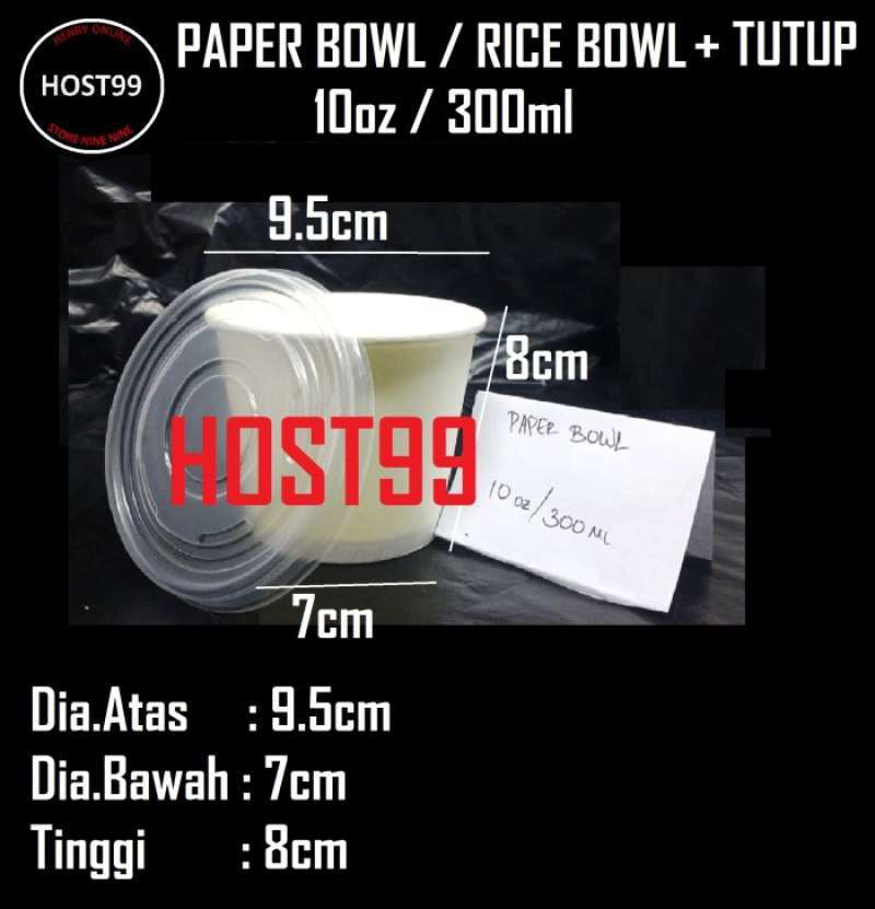 Jual Paper Bowl Dan Tutup 10oz Rice Bowl Putih Polos 300ml Mega 50pcs ...