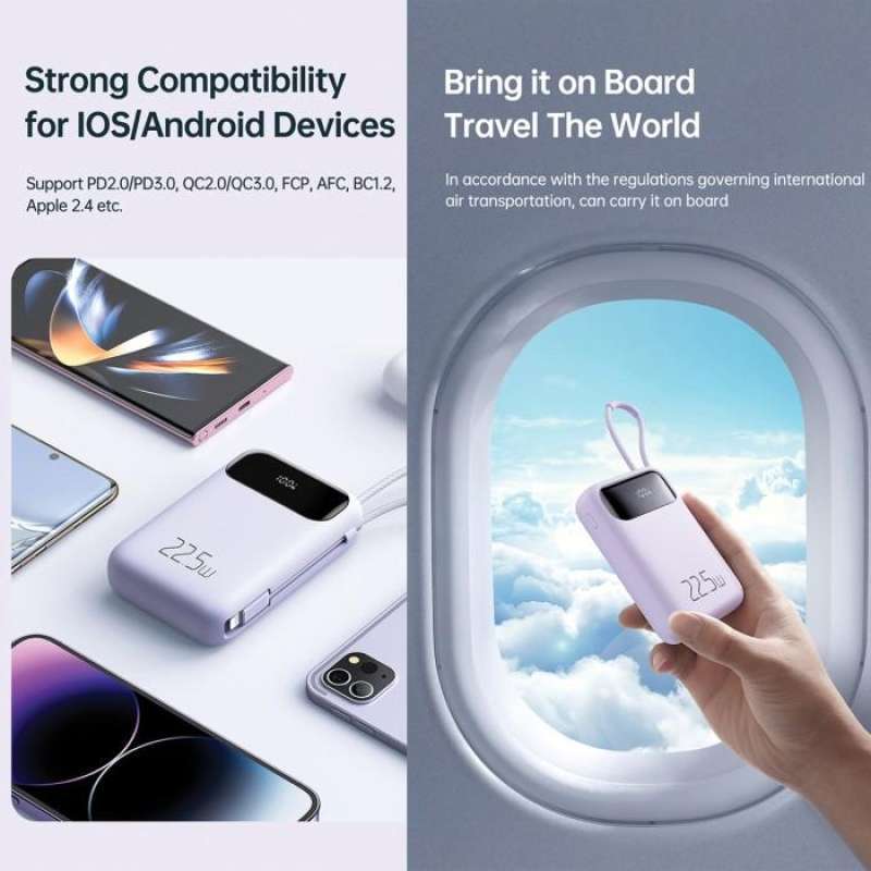 Powerbank Cable Lightning 22.5W MCDODO 10000mAh PD QC Fast Charging