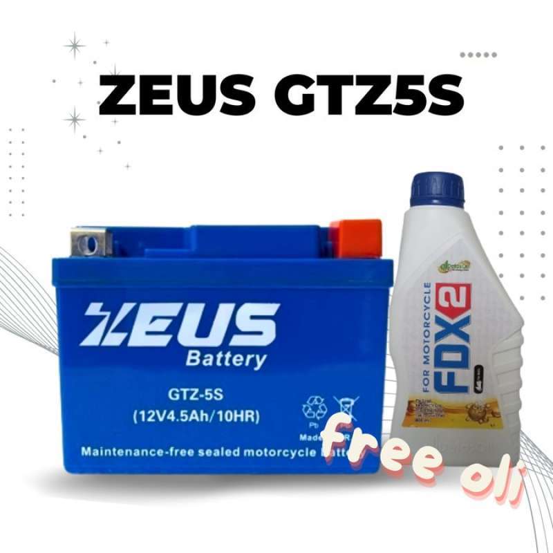 Promo Aki Motor Honda Revo 110 Gtz5s Zeus 4,5ah Accu Kering Mf Diskon