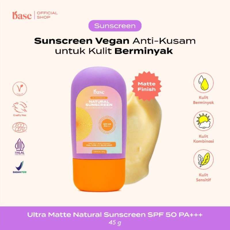 Jual [best Seller] Base Ultra Matte Natural Sunscreen Spf 50 Pa+++ 45 ...