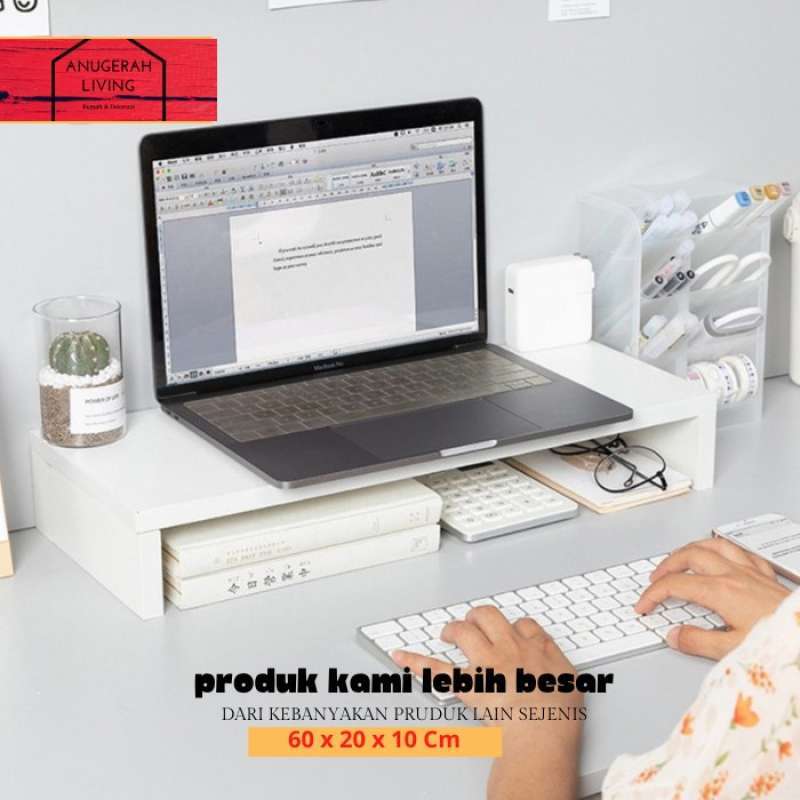 Jual Korean Aesthetic White Study Table Wood Desk Rack Organizer Pc ...