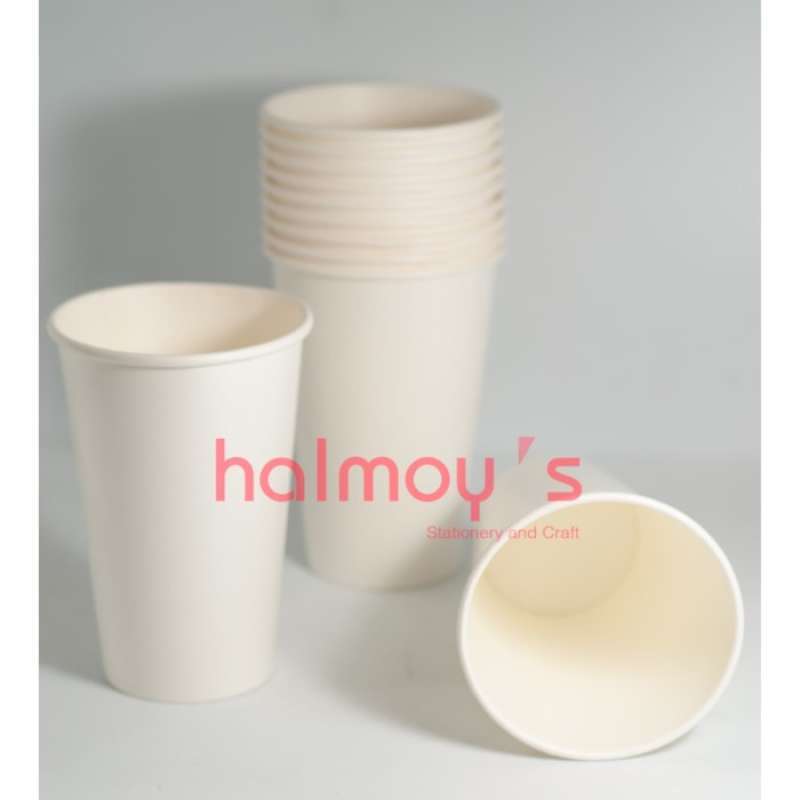 Jual Gelas Kertas / Paper Cup Putih Polos 12 Oz ( 1 Pack = 50 Pcs ) Di ...