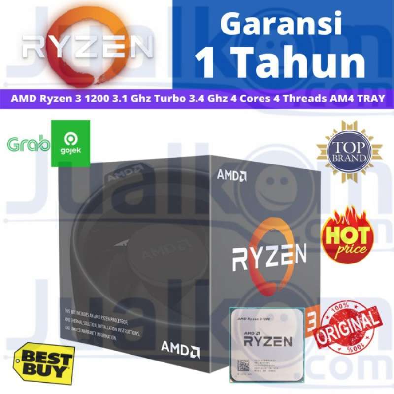 Promo Amd Ryzen 3 1200 3.1ghz Turbo 3.4ghz 4 Cores 4 Threads Am4 Tray ...