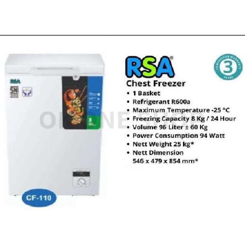 Freezer Merk Rsa Jual Chest Freezer Rsa Cf110 / Cf160 / Cf210 / Cf310 / Cf460 / Cf600 ...