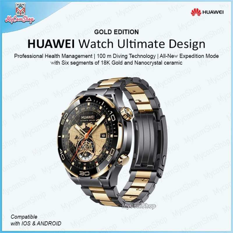 HUAWEI WATCH ULTIMATE DESIGN GOLD EDITION SIX 18K GOLD NANOCRYSTAL CERAMIC  BEZEL SMARTWACTH IOS ANDROID BLUETOOTH AMOLED DISPLAY