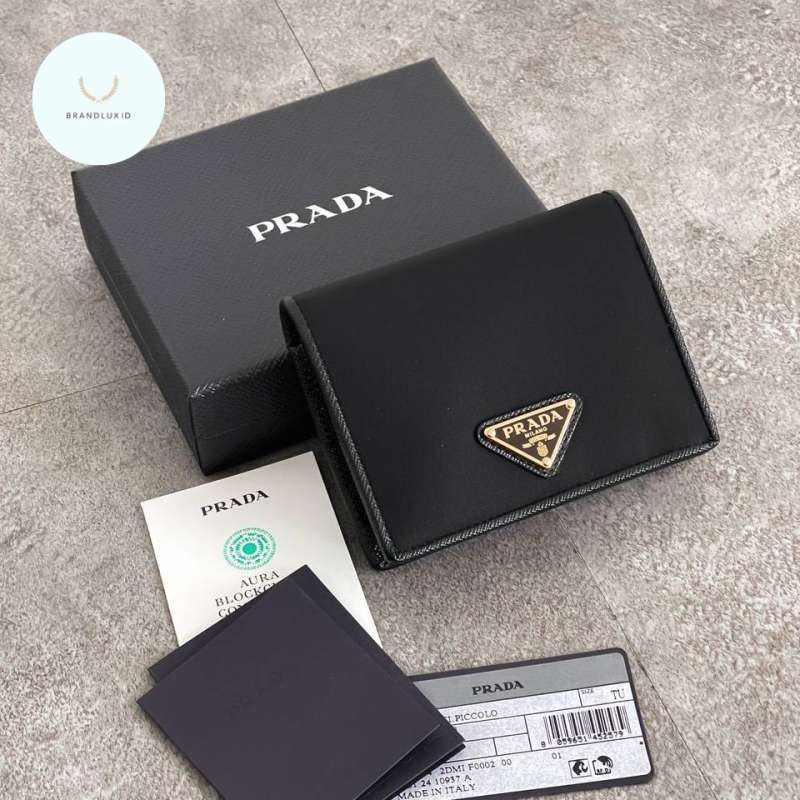 Prada Triangle Logo Re-Nylon Leather Wallet