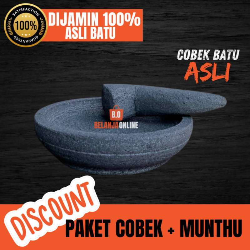Promo Cobek Batu Asli Original Paket Cobek+munthu Muntilan