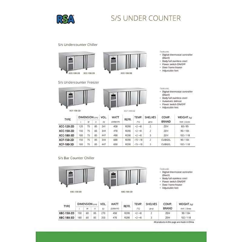Jual Undercounter Chiller 2 Pintu Rsa 410 Liter Xcc-150-2d / Xcc150 Di ...