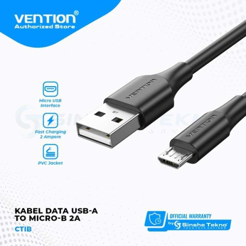 Vention Kabel Data USB A Male to Micro B USB Male Android Cable Charger  CTI, Ukuran 2m
