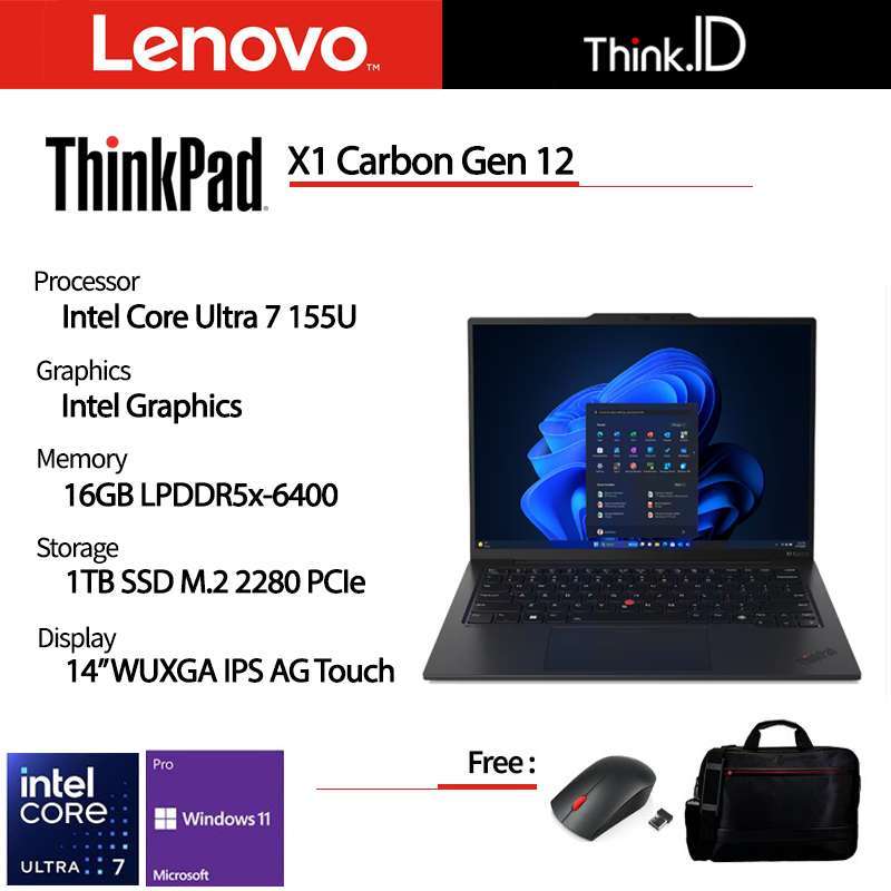 Jual Thinkpad X1 Carbon Gen 12 Ultra 155u 16gb 1tb Nvme 14ips