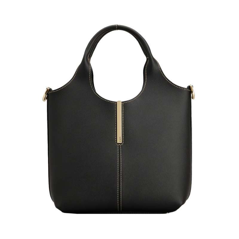 Tod's Central Stitching Leather Mini Shopping Bag Black