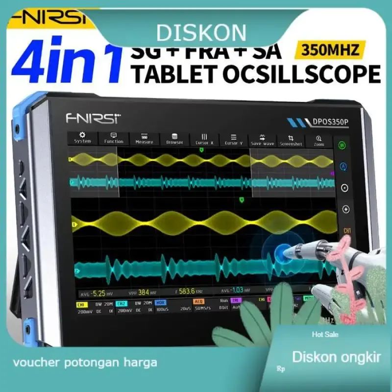 FNIRSI DPOS350P 4-in-1 Oszilloskop mit Signalgenerator, 7 Touchscreen, 2 Kanäle, 350MHz | FNI-DPOS350P FNIRSI DPOS350P 4-in-1 Oszilloskop mit Signalgenerator, 7 Touchscreen, 2 Kanäle, 350MHz | FNI-DPOS350P
