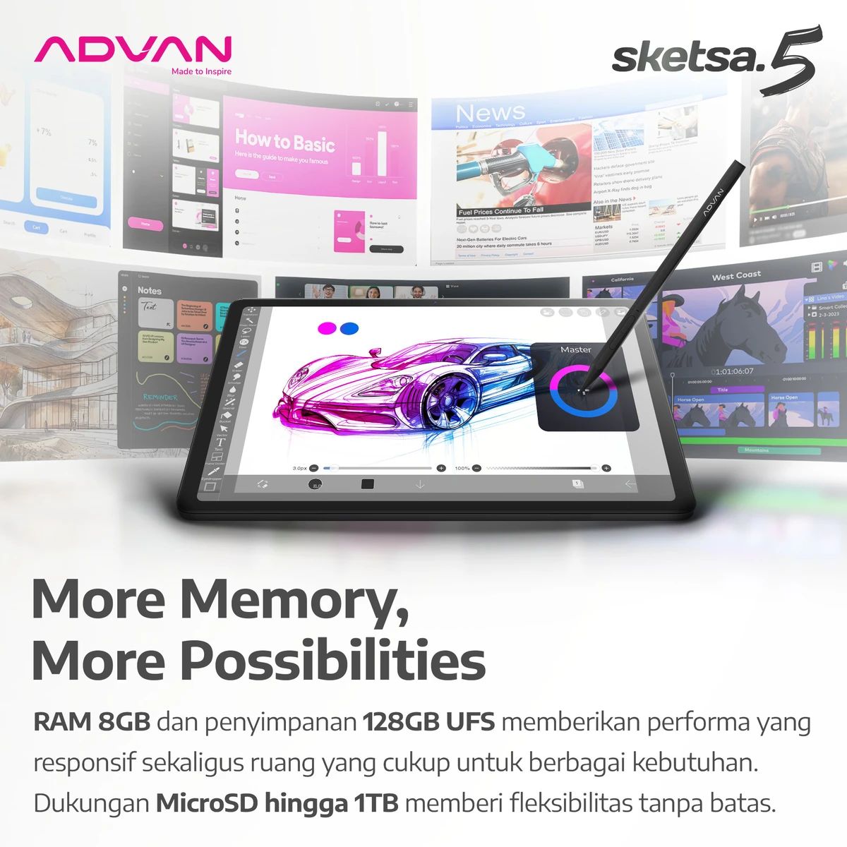 Promo [include Stylus & Keyboard] Advan Tab Sketsa 5 | 8/128gb | 2k ...