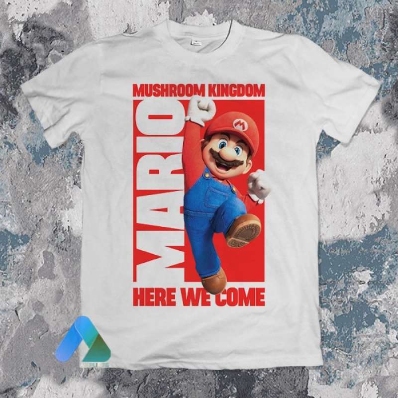 Jual Kaos Icon SUPER MARIO BROS MUSHROOM KINGDOM HERE WE COME di