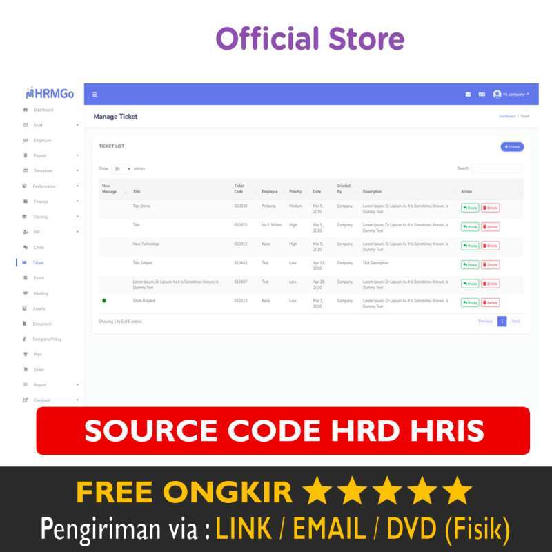 Promo Source Code Aplikasi HRD HRIS HRM Payroll Penggajian Karyawan ...