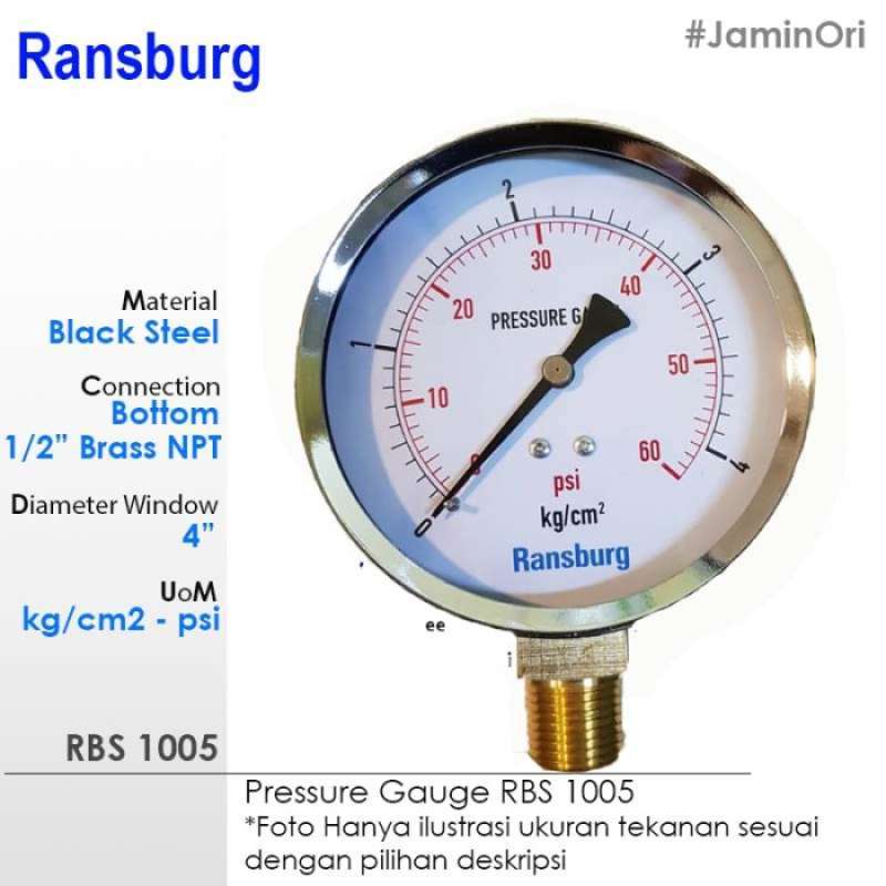 Promo Pressure Gauge RBS 1005A Ransburg 4 / Manometer 2.5 400 Kg