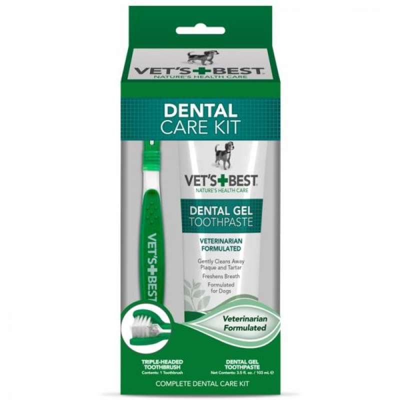 Promo Vets Best Dog Enzymatic Toothpaste and Toothbrush Dental Care Kit