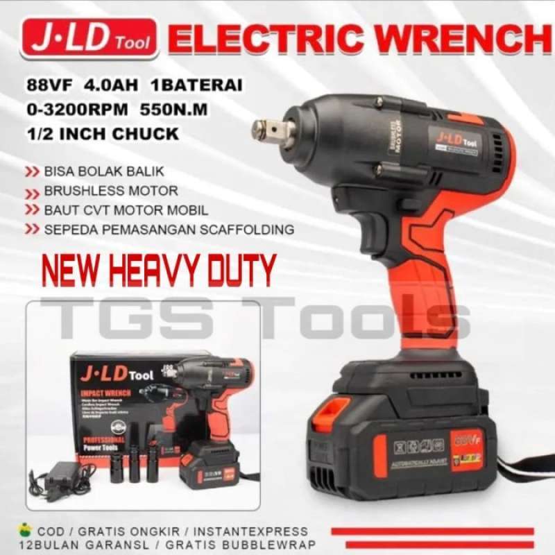 Promo CORDLESS IMPACT WRENCH JUMBO JLD J88S 550NM 1 BATERAI HEAVY DUTY