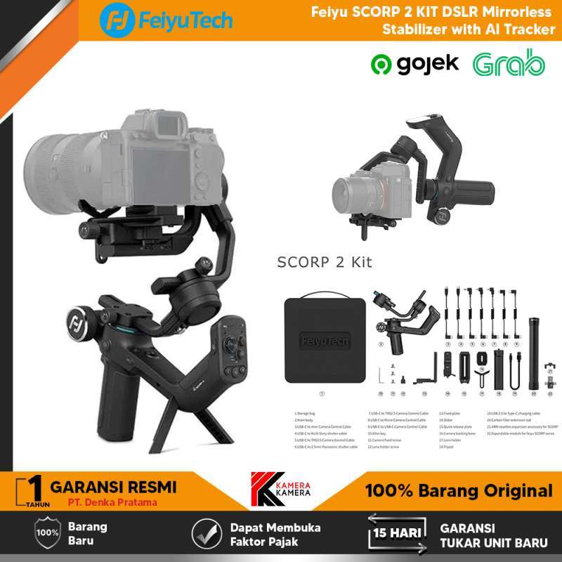 Feiyu SCORP Mini 2 Kit – Gimbal A 3 Assi Per Mirrorless, Action Cam E Smartphone, Con Custodia, Luce LED Magnetica E Supporto Verticale Nativo