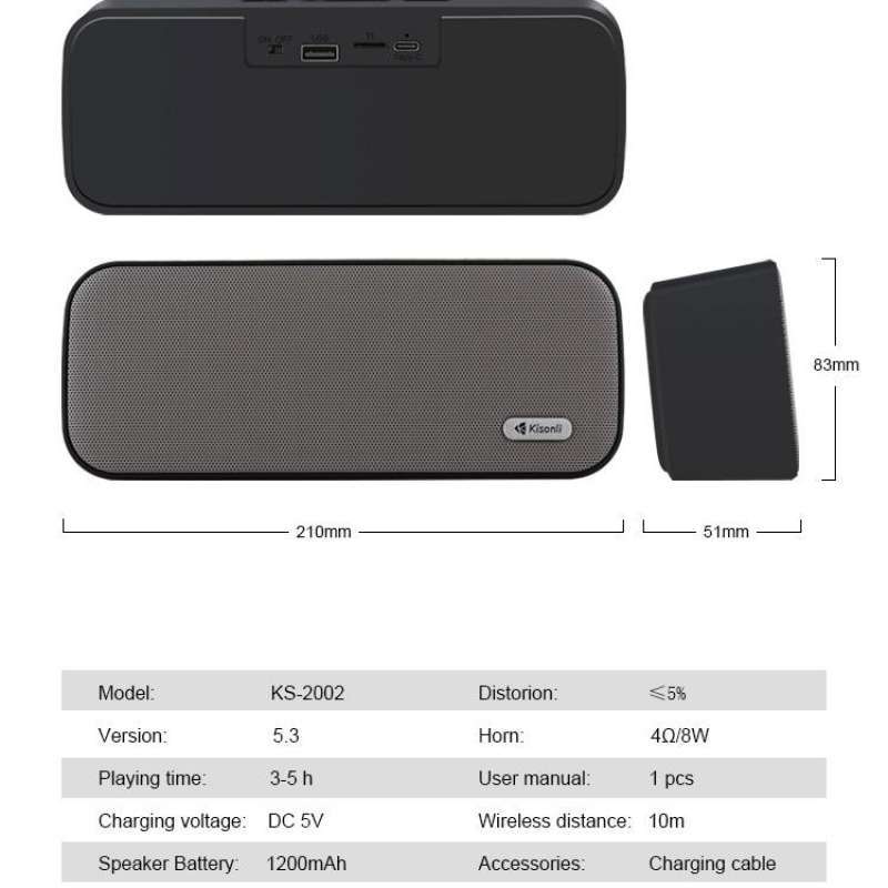 Promo Kisonli Speaker Bluetooth Ks-2002 Mini Tws Stereo Ergonomic ...