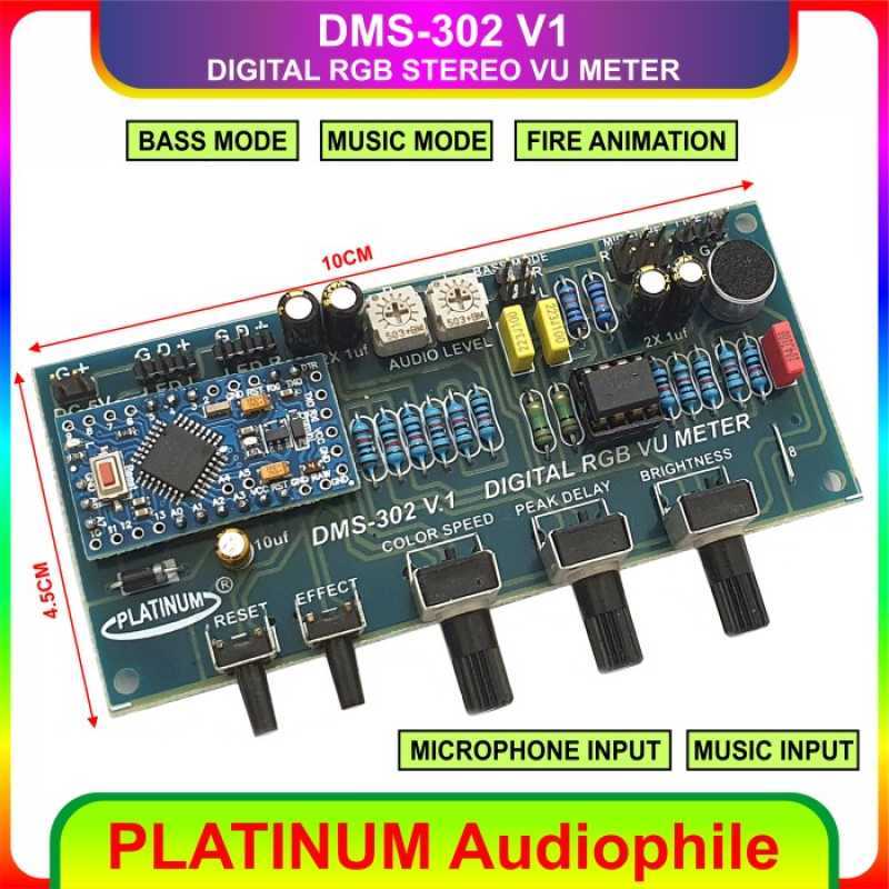 Jual Stereo Vu Meter Modul Dms-302 V1 Digital Rgb Music Stereo Vu Meter