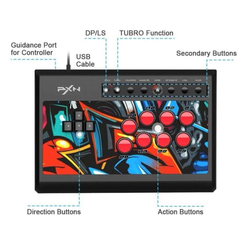 Jual Pxn X8 Keyboard Wired Arcade Fight Stick For Joystick Game ...