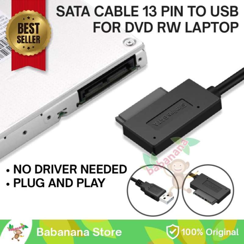 Jual Kabel Slim Line Sata To Usb Dvd Rw Rom External Konverter Adapter ...