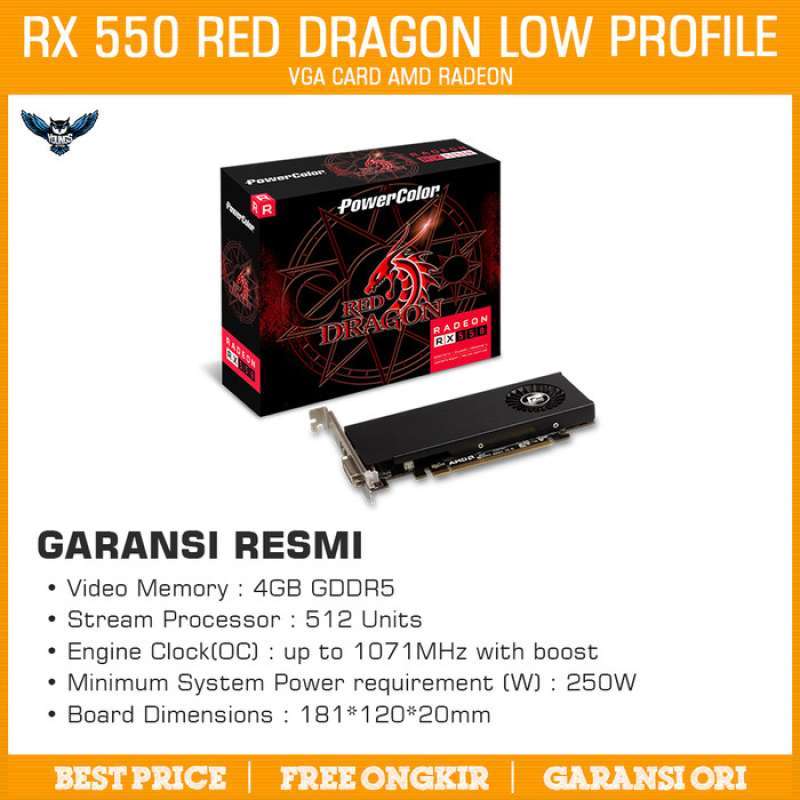Jual Vga Powercolor Rx 550 4gb Ddr5 - Red Dragon Low Profile Radeon ...