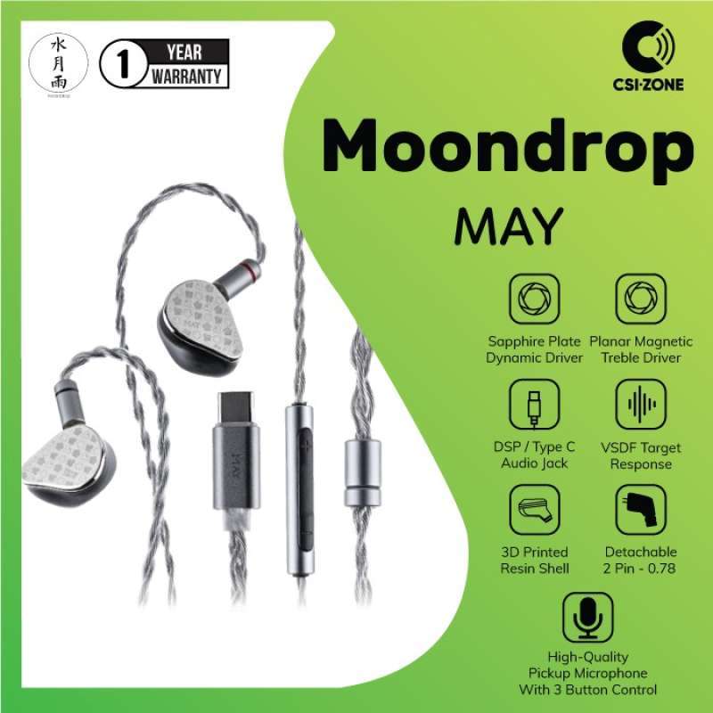 Jual Moondrop May Dynamic + Planar Driver Iem With Dsp Type C Plug
