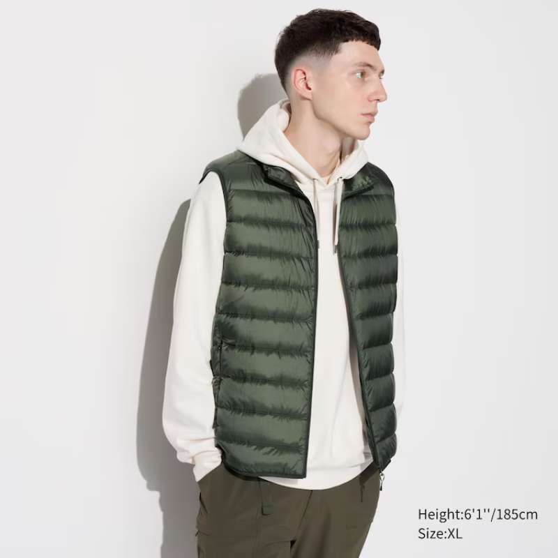 UNIQLO Rompi Ultra Light Down Vest Pria Olive