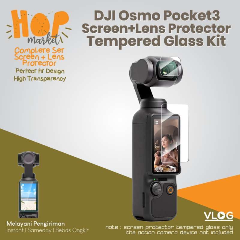 Tempered Glass 2in1 for DJI Pocket Screen Protector Anti Gores Pelindung  Layar dan Lensa OSMO POCKET3 - Main Image