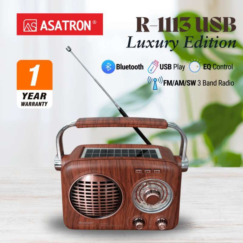 Asatron R-1113 USB Luxury Radio dan Portable Speaker Bluetooth dengan Suara Kuat, EQ Kontrol, Pemutar Radio FM/AM/SW, dan Build Premium untuk Pecinta Musik