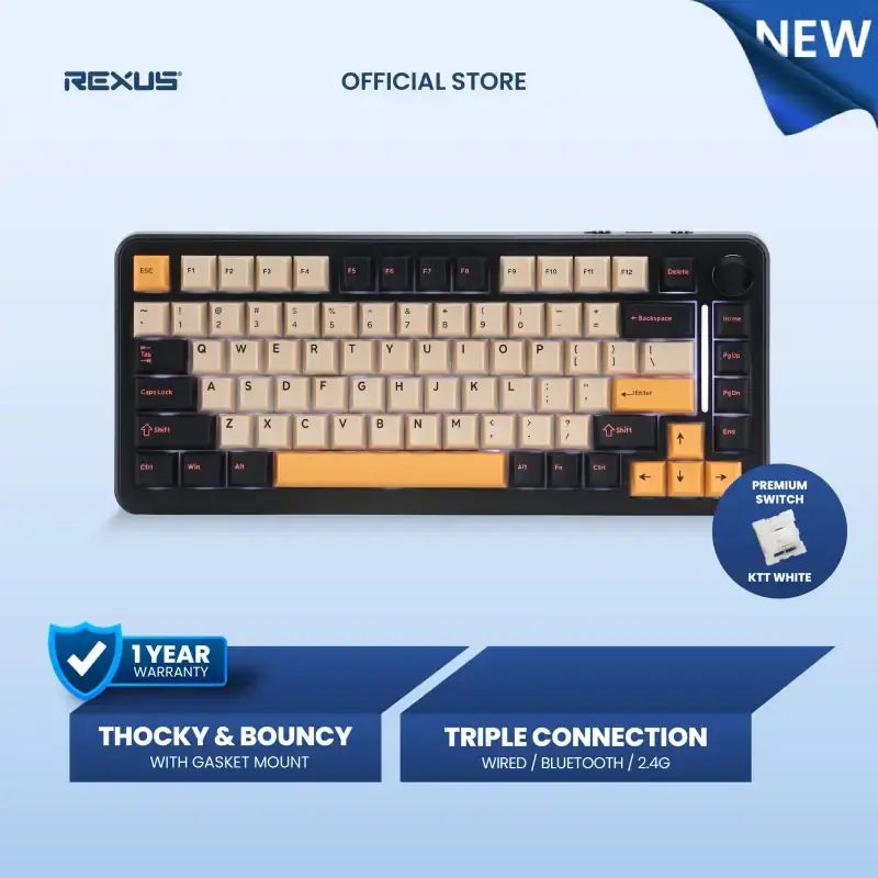 Promo Rexus Aether Keyboard Gaming Mechanical Wireless Tri Mode ...