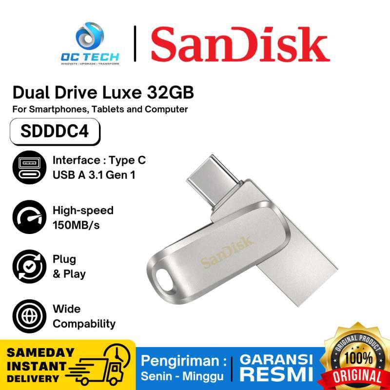 USB Flashdisk OTG Type C 32GB 128GB 256GB 512G USB Gen SanDisk Dual  Drive Luxe SDDDC4 Garansi Resmi