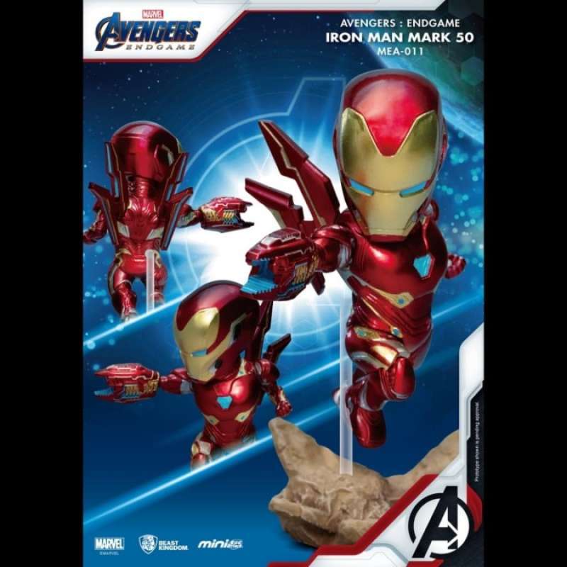 Action Figure Beast Kingdom Mini Egg Attack MEA-015G – Iron Man Mark VII E Hall Of Armor, 8 Cm Con Luci LED