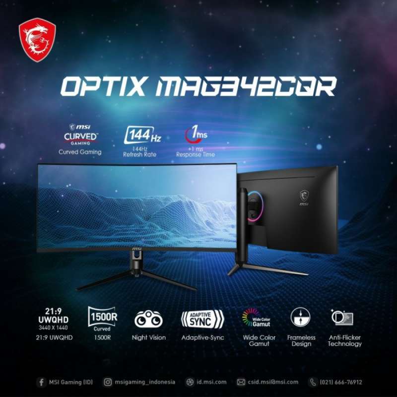 Promo MSI Optix MAG342CQR 34 144Hz 1ms UWQHD Curved RGB LED Gaming Monitor Diskon 23 di Seller