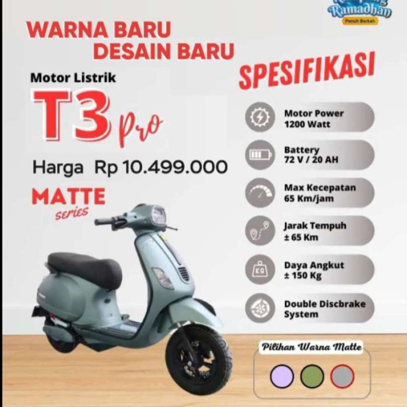 Jual Motor Listrik Vespa Listrik Uwinfly T3 Pro - Garansi Resmi di