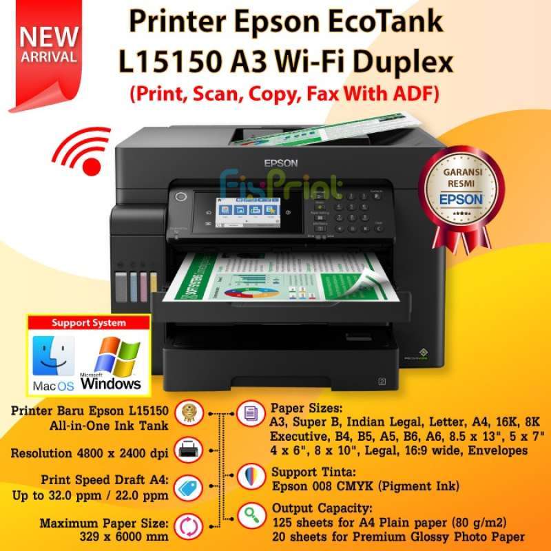 Promo Printer Epson EcoTank L15150 A3 WiFi Duplex Print Scan Copy Fax
