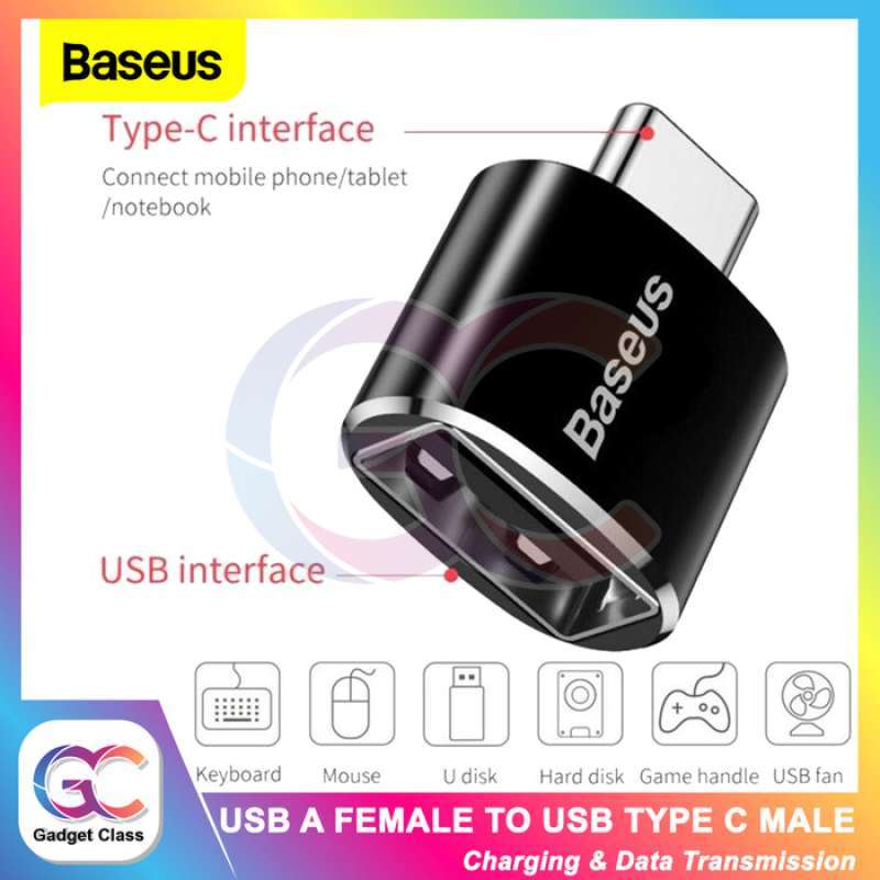 Promo BASEUS USB FEMALE TO TYPE C MALE ADAPTER CONVERTER OTG TRANSFER ...