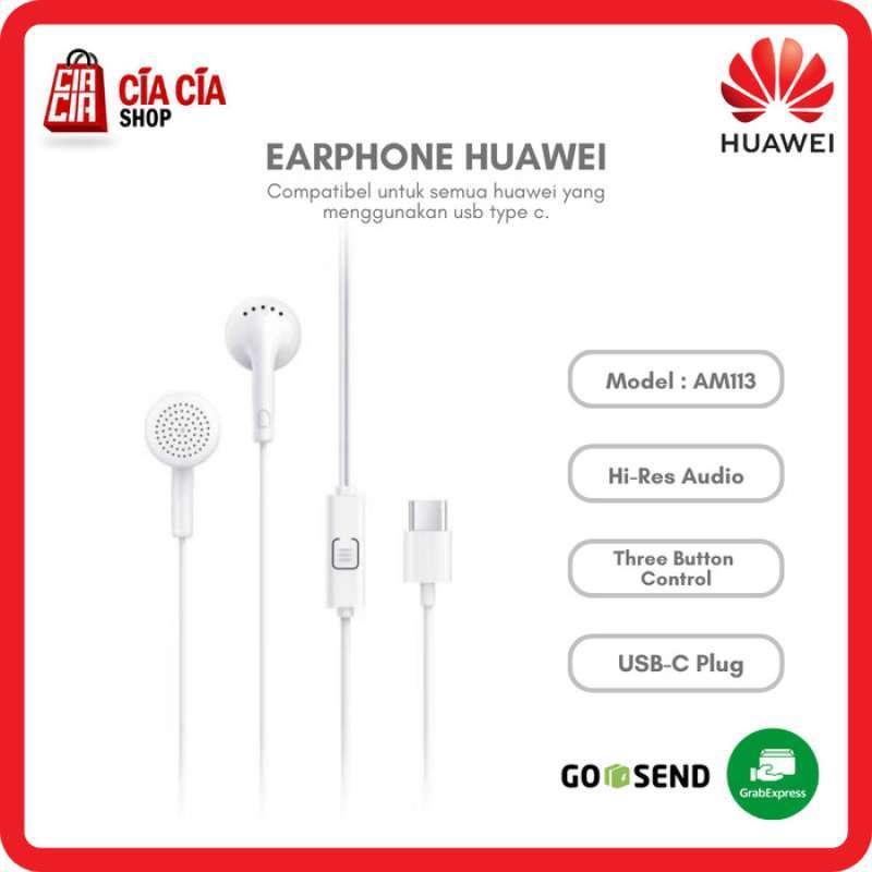 Earphone Huawei Type C Original Handsfree Headset Honor Nova P30 P40