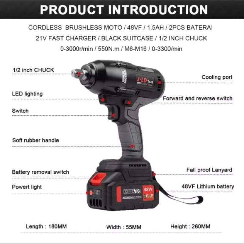 Promo Jld Impact Wrench 48v Jv88 Cordless Impact Wrench Jld 2 Baterai Diskon 23 Di Seller Rhmd Kebon Kacang Kota Jakarta Pusat Blibli