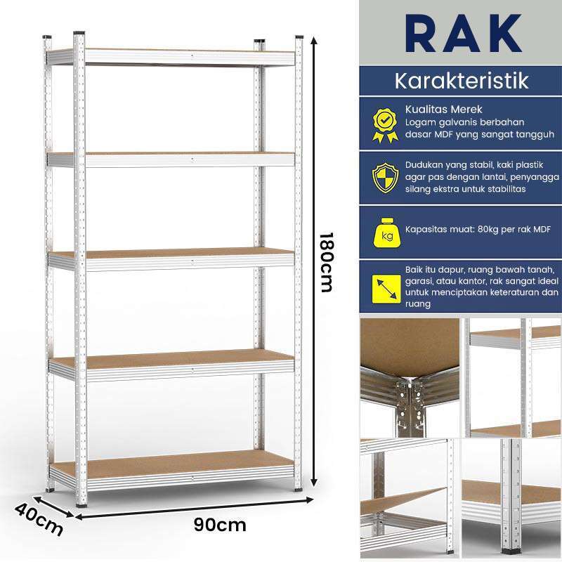 Promo Km Rak Besi Siku Serbaa Rak Aquarium Rak Bu - 5l-argent-90*40*180 ...