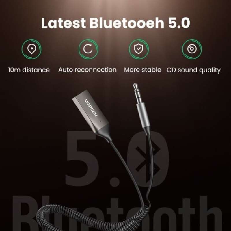Promo Ugreen 70601 Car Wireless Audio Bluetooth 5.0 Receiver Aux 3.5mm ...