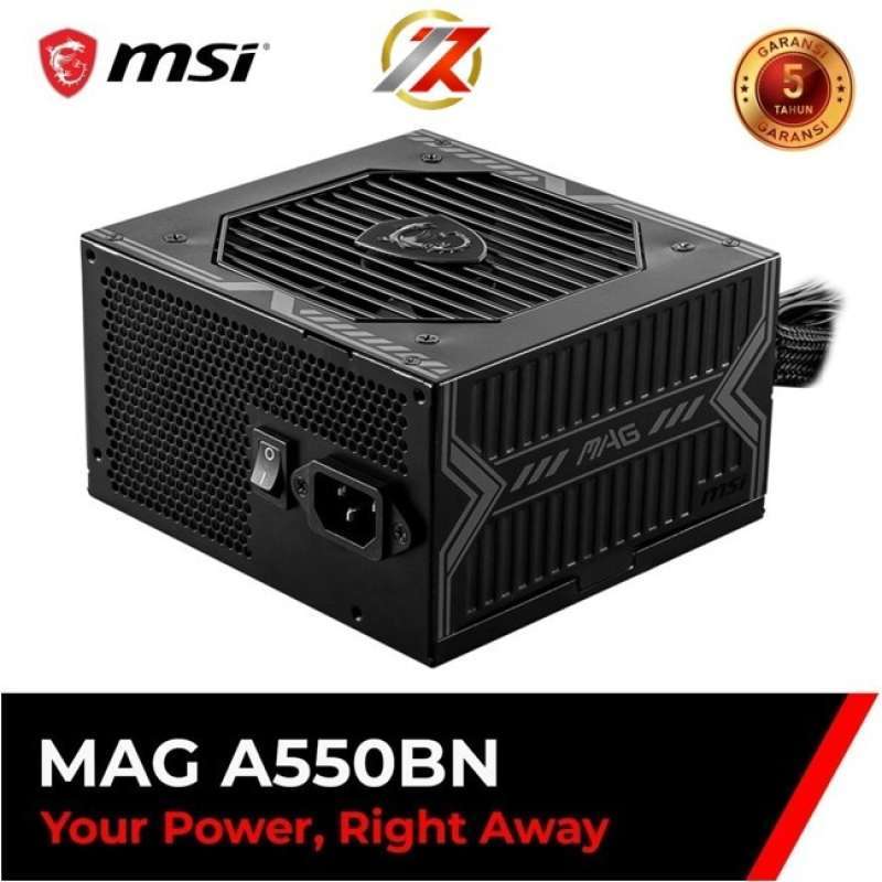 MSI MAG A550BN 550W Power Supply - 80 Plus Bronze, Low Noise Fan, 550W PSU