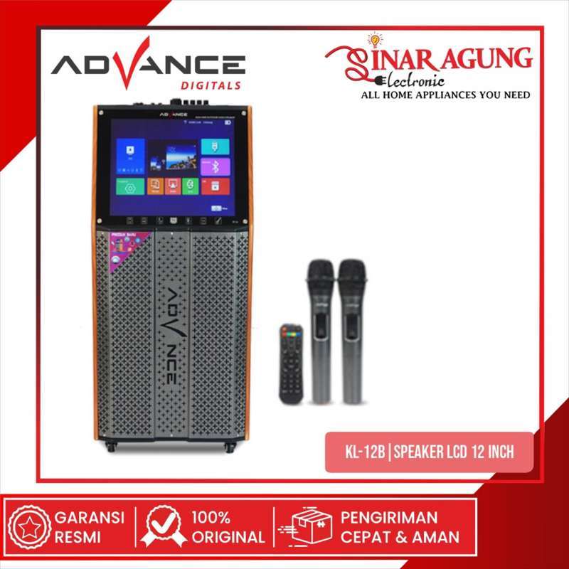 ADVANCE KL12 Karaoke Bluetooth Speaker with 12 Woofer and 15.1 HD LCD, Wireless Mics, Wheel Lock, for Home Entertainment and Singing Enthusiasts