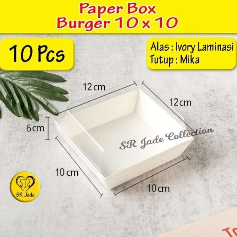 Jual Bw - [10 Pcs] Paper Box 10x10 Kotak Burger Box 10 X 10 Cm Mika ...