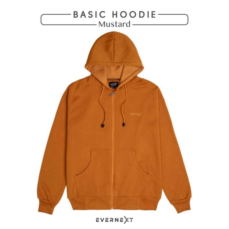 Jaket Polos Wanita Jaket Hoodie Pria Wanita Sweater Polos Unisex MUSTARD L