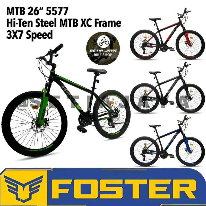 Jual Sepeda Gunung Mtb 26 Inch Foster 5577 Frame Steel, 3x7 Speed
