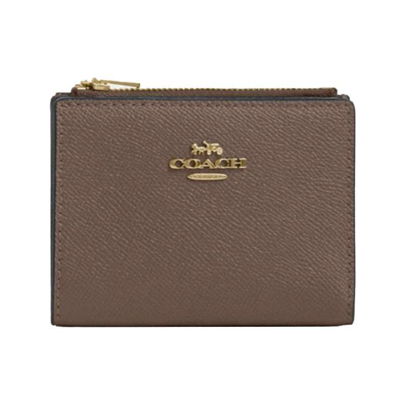 Coach Bifold Wallet Grained Leather Dark Stone