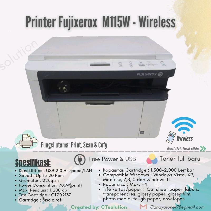 Jual Fuji Xerox Docuprint M115w Print, Scan, Copy, Wireless) Di